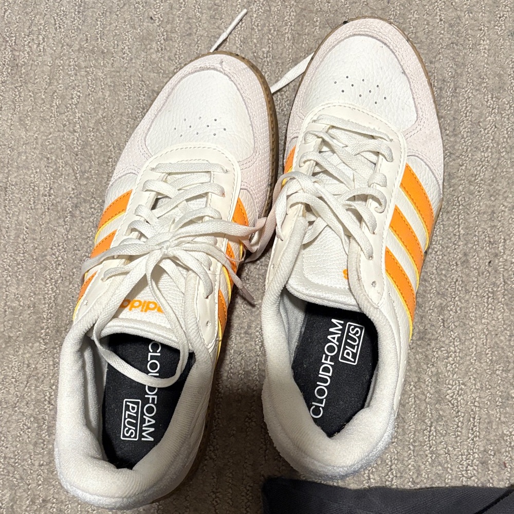 Adidas Cream and Orange Cloudfoam Sneakers
